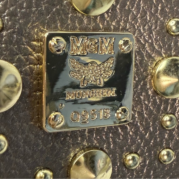 Gold Studded Bronze Mini Backpack Keychain FOB Bag Charm - Picture 8 of 9